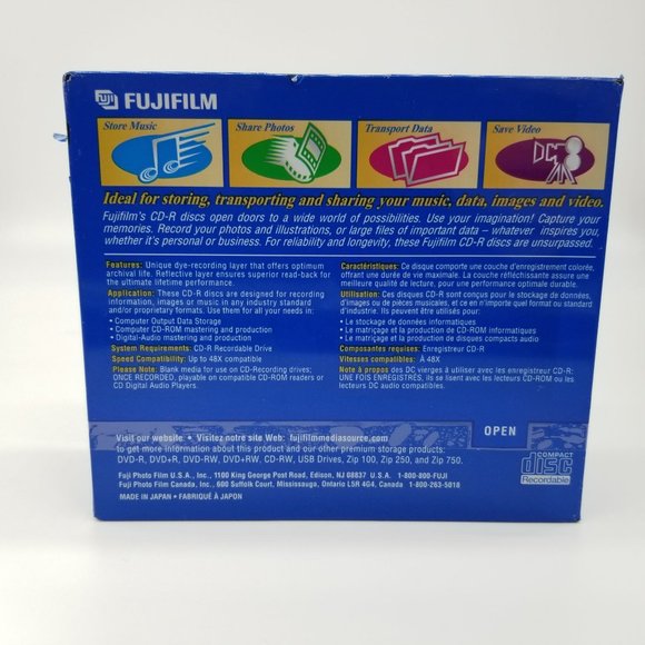 Fujifilm Recordable CD-R 80 Min 700mb Slim Compact Disc Pack of 10 NEW - Picture 2 of 7